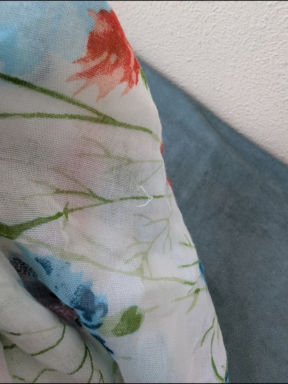 Ariat Lightweight White Floral Scarf/Wrap with Blue, Pink, and Green Accents